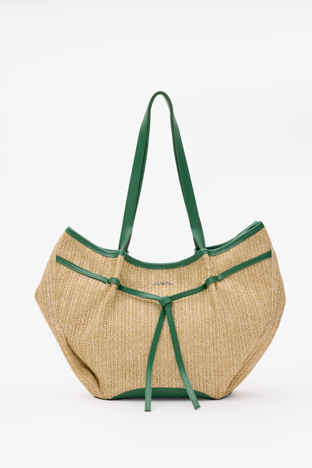 Loventa-Large Tote Bag Hasır & Yeşil Niesha Allure Mer-Omuz Çantası-3-Milagron.com