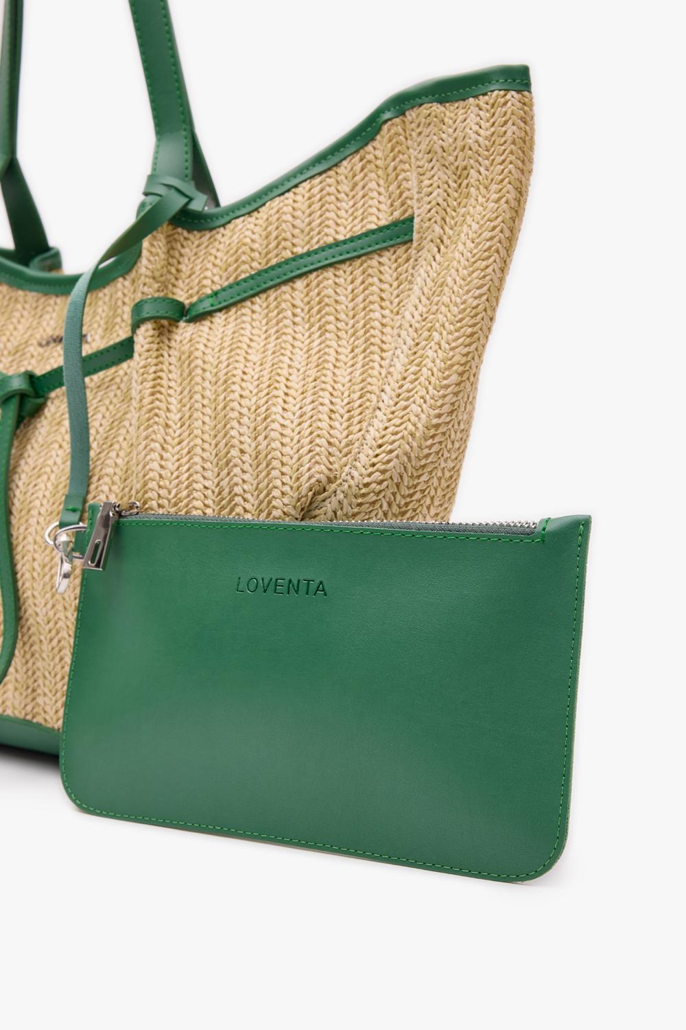 Loventa-Large Tote Bag Hasır & Yeşil Niesha Allure Mer-Omuz Çantası-4-Milagron.com