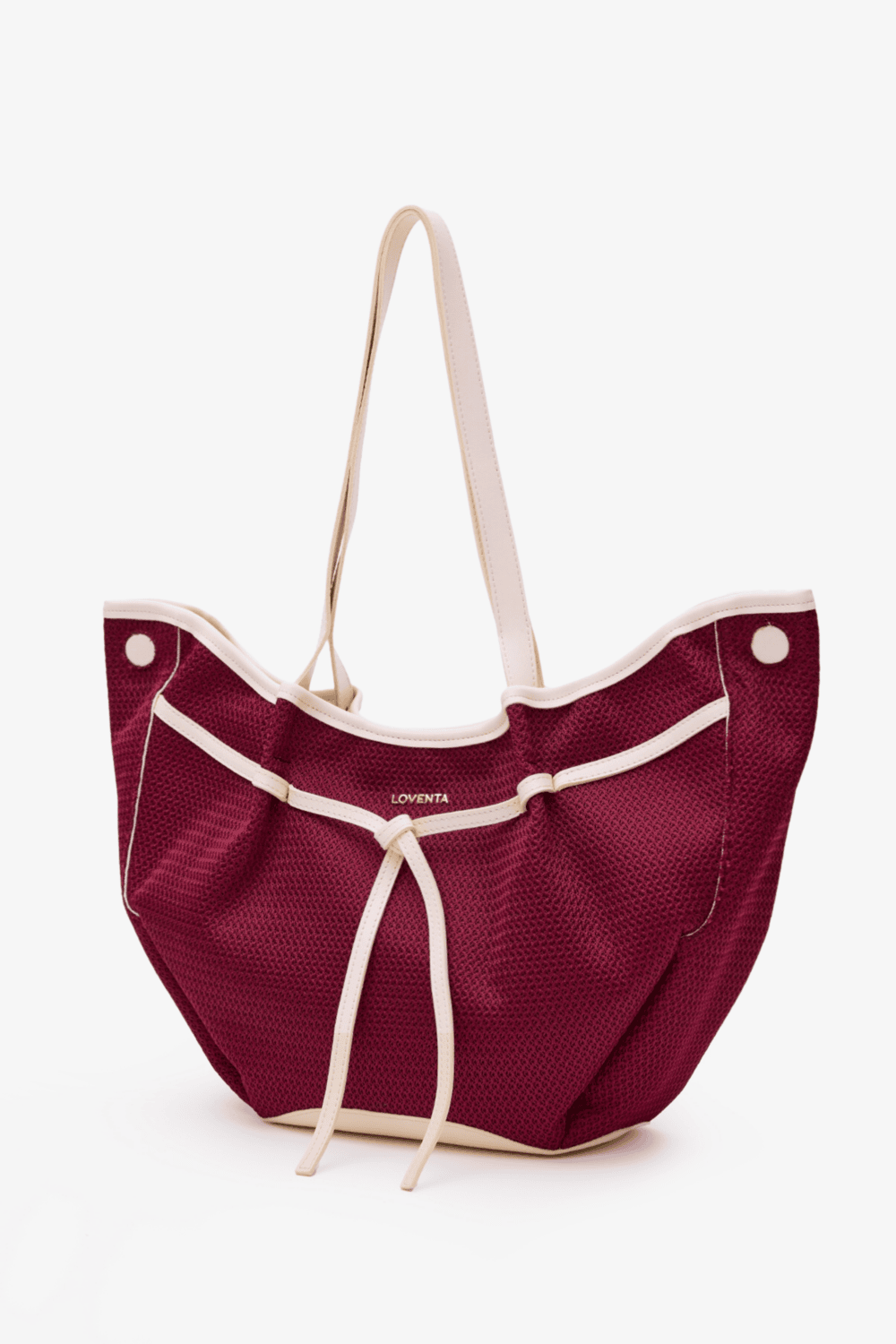 Loventa-Large Tote Bag Kırmızı & Bej Niesha Allure-Omuz Çantası-3-Milagron.com