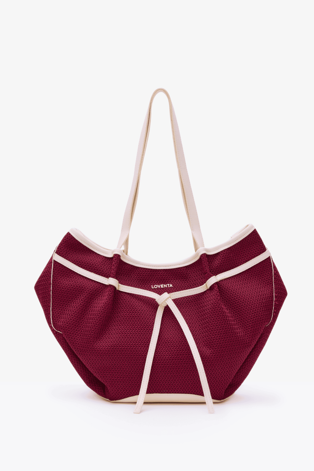 Loventa-Large Tote Bag Kırmızı & Bej Niesha Allure-Omuz Çantası-4-Milagron.com