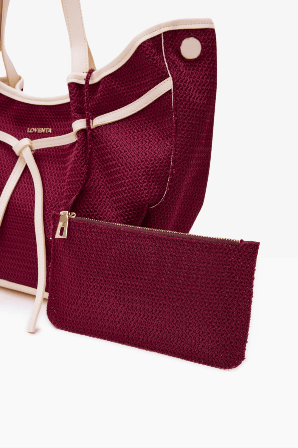 Loventa-Large Tote Bag Kırmızı & Bej Niesha Allure-Omuz Çantası-5-Milagron.com