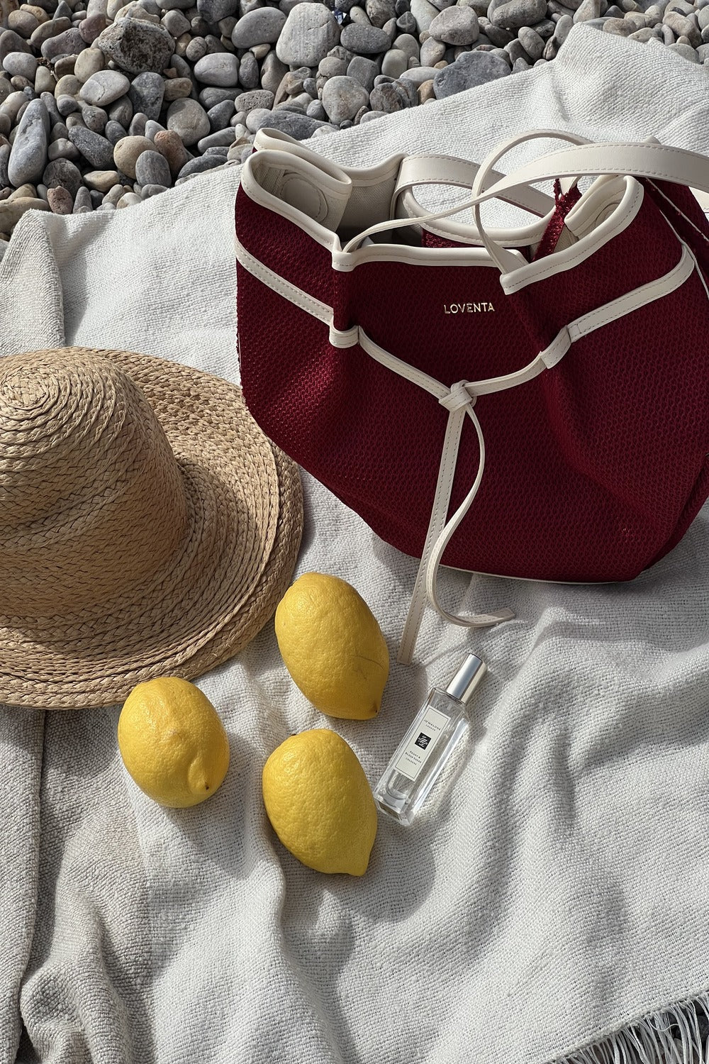 Loventa-Large Tote Bag Kırmızı & Bej Niesha Allure-Omuz Çantası-7-Milagron.com