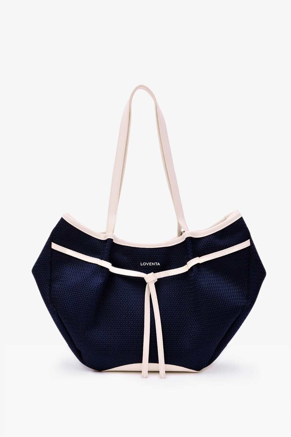 Loventa-Large Tote Bag Lacivert & Bej Niesha Allure-Omuz Çantası-4-Milagron.com