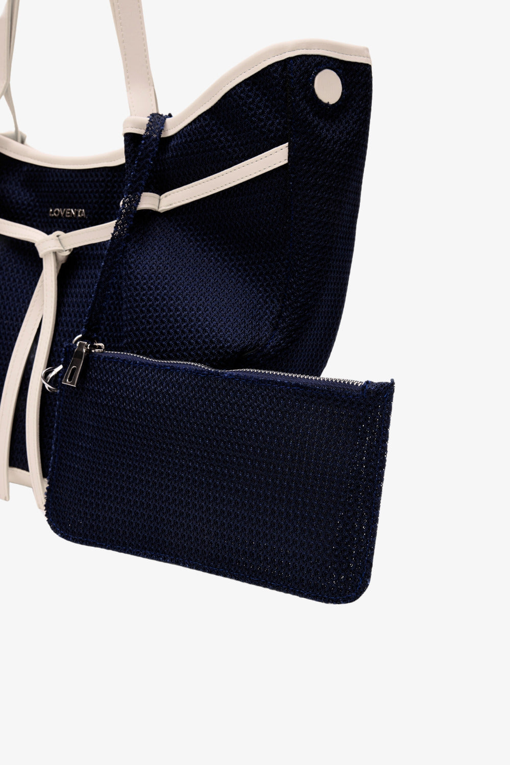 Loventa-Large Tote Bag Lacivert & Bej Niesha Allure-Omuz Çantası-5-Milagron.com