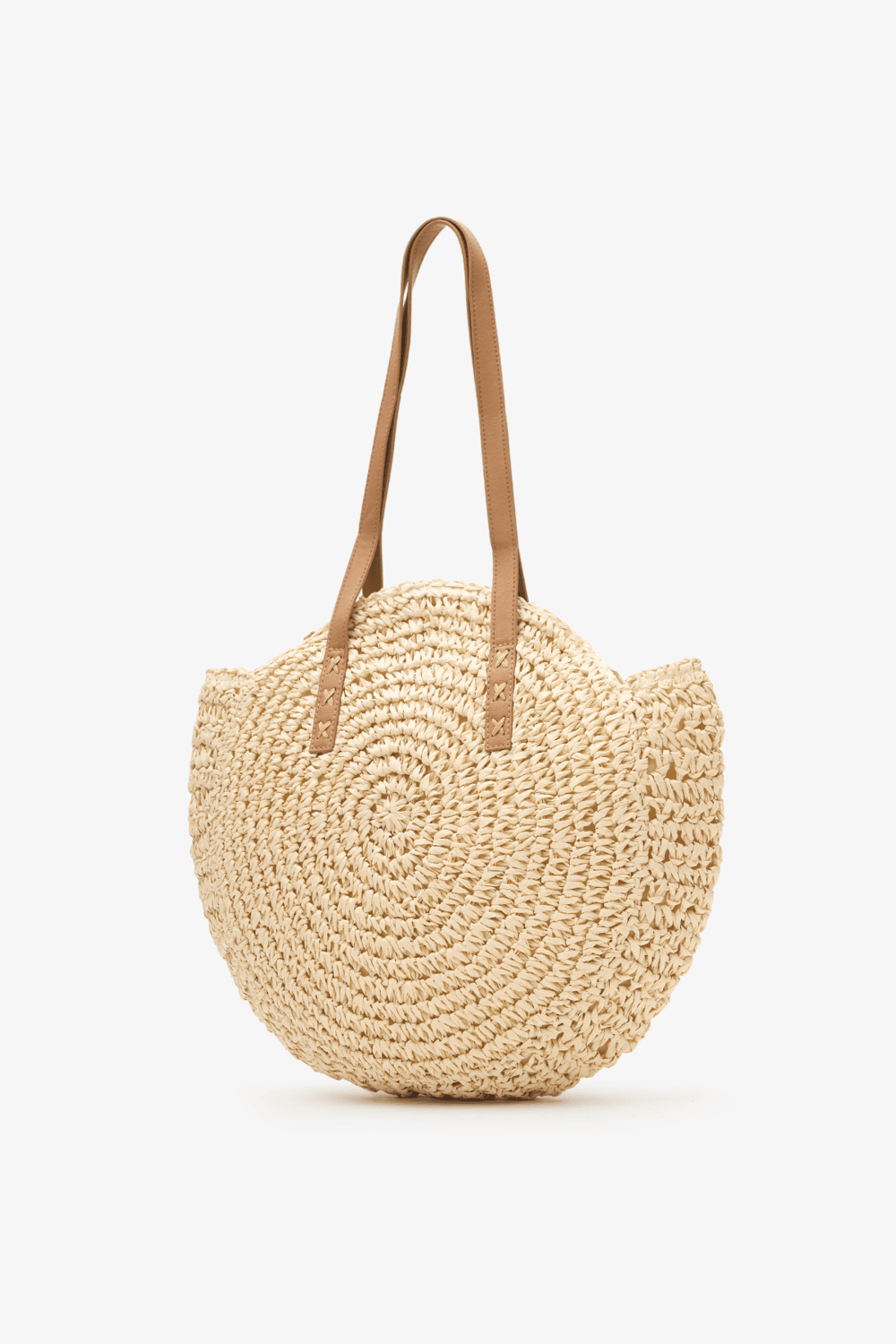 Loventa-Yuvarlak Hasır Çanta Bej Elvana-Omuz Çantası-1-Milagron.com