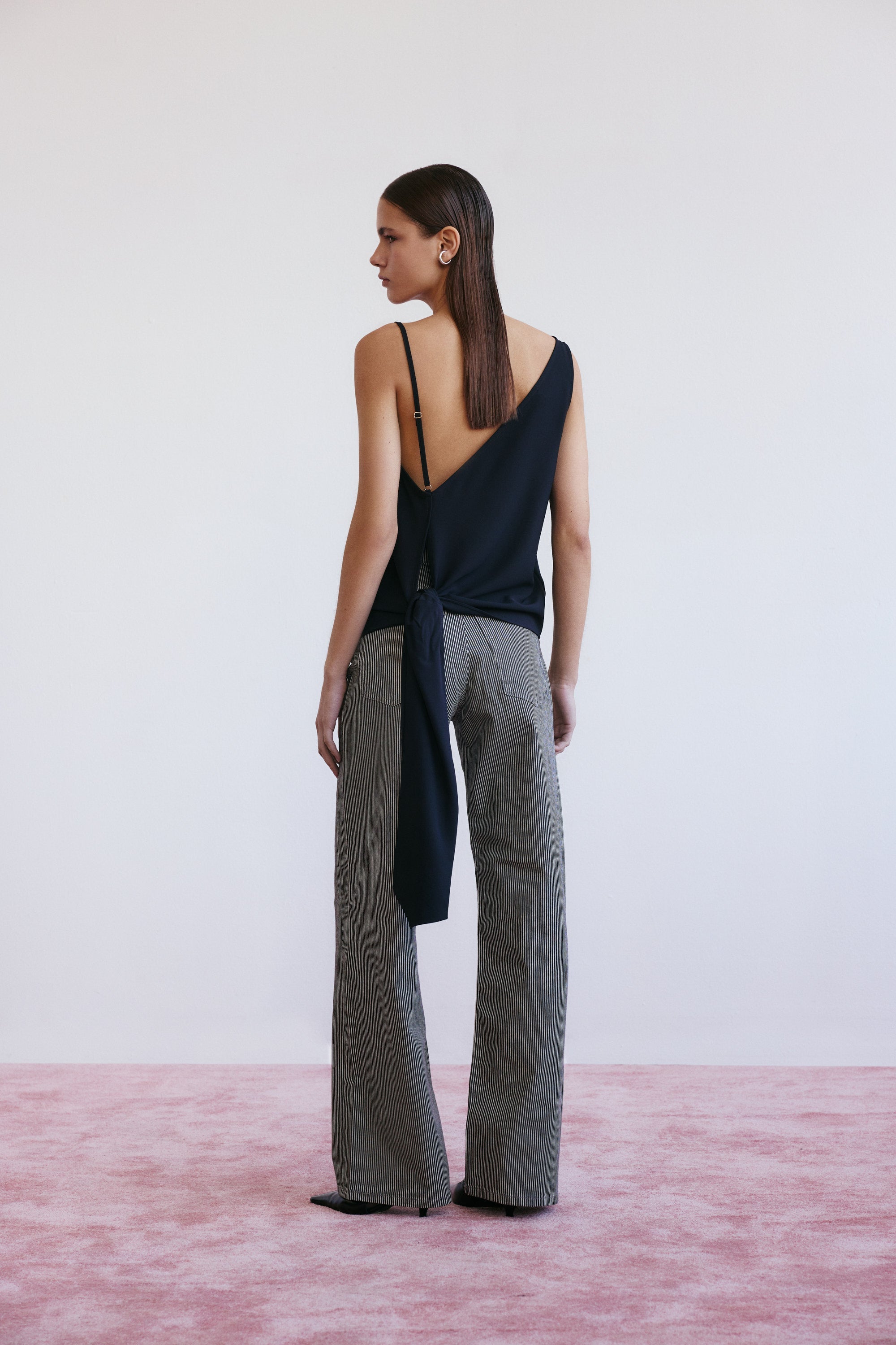 Lucentie-Lune Stri̇ped Deni̇m-Kot Pantolon-2-Milagron.com