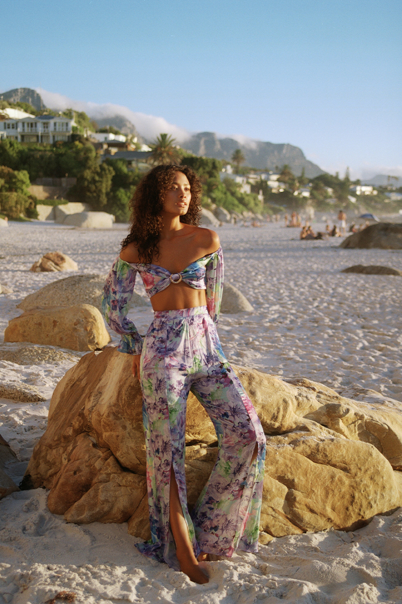 Luna B-Gaia Pantolon Çi̇çekli̇ Mor-Pantolon-2-Milagron.com