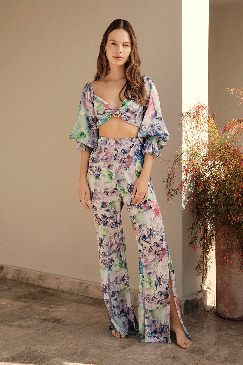 Luna B-Gaia Pantolon Çi̇çekli̇ Mor-Pantolon-4-Milagron.com