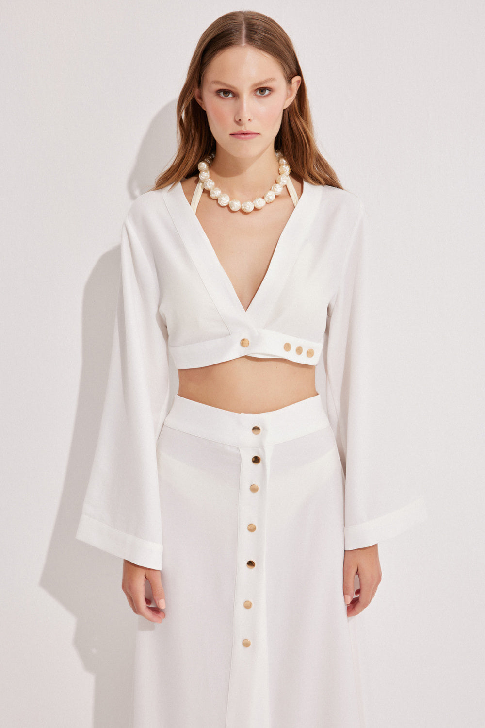 Luna Capsula-Monaco Keten Crop Etek Takım-Alt - Üst Takım-1-Milagron.com