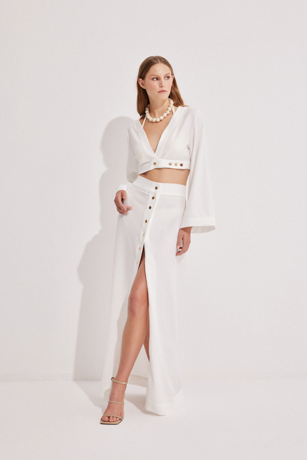 Luna Capsula-Monaco Keten Crop Etek Takım-Alt - Üst Takım-2-Milagron.com