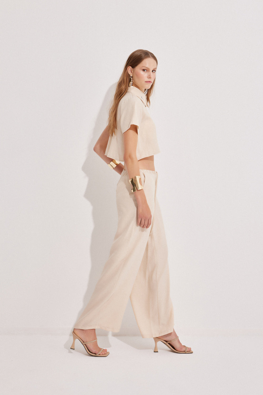 Luna Capsula-St Tropez Keten Gömlek Pantolon Takım-Alt - Üst Takım-1-Milagron.com