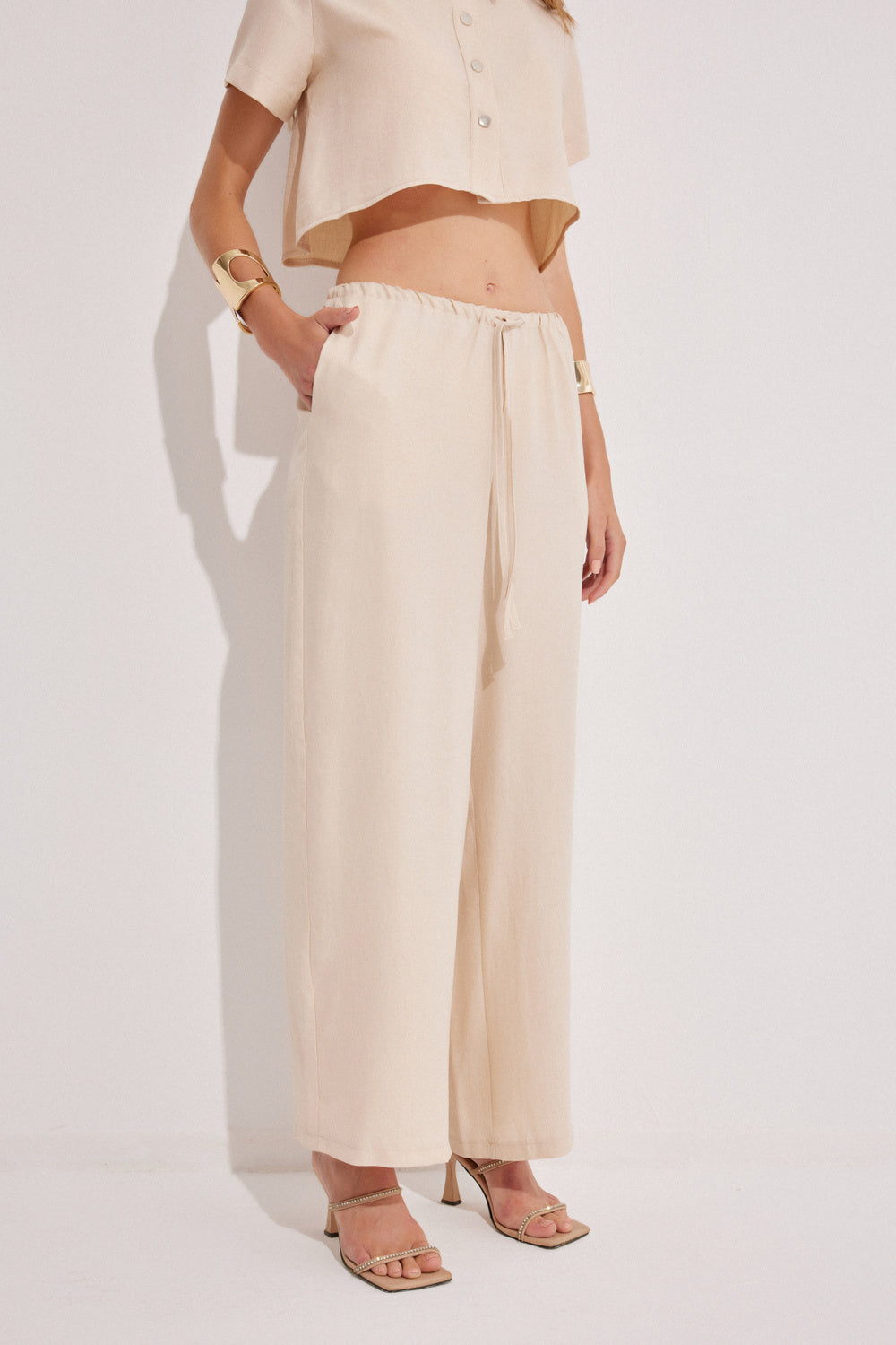 Luna Capsula-St Tropez Keten Gömlek Pantolon Takım-Alt - Üst Takım-3-Milagron.com