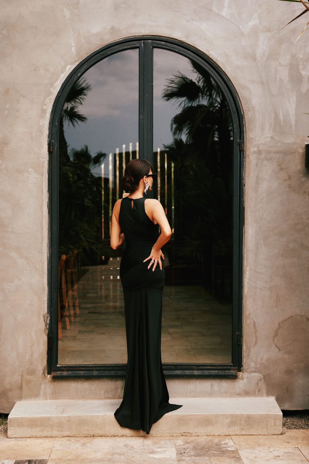 Lunaire Studio-Emily - Siyah Drapeli Likralı Uzun Elbise-Elbise-5-Milagron.com