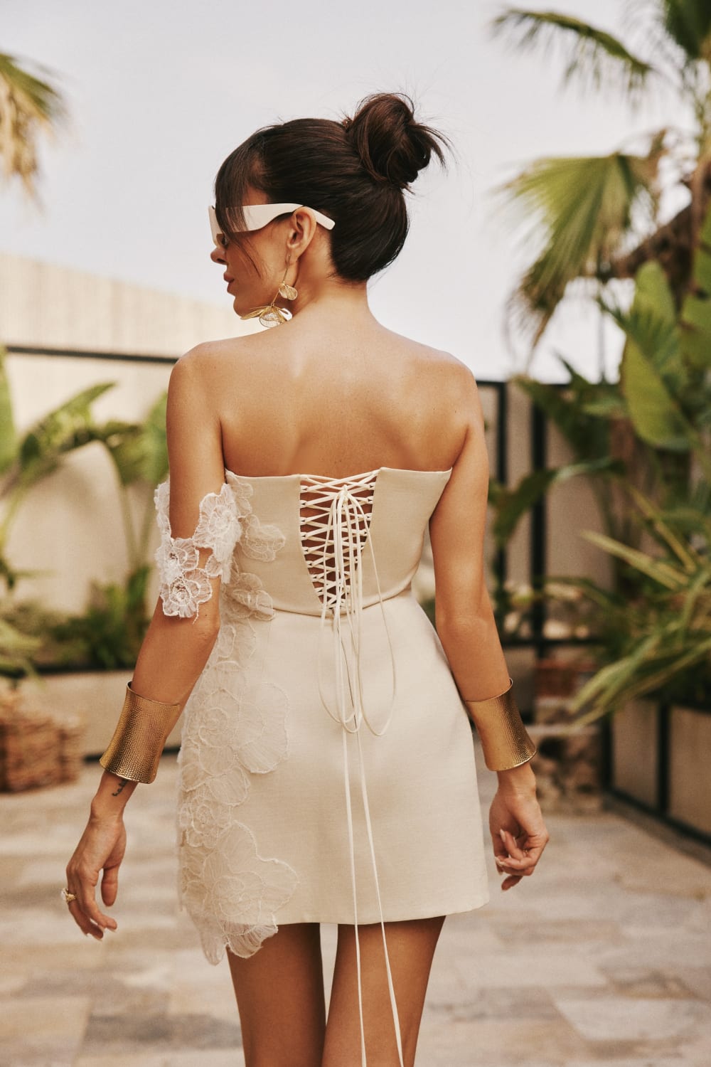 Lunaire Studio-Jasmine - Ekru Çiçekli Mini Elbise-Elbise-4-Milagron.com