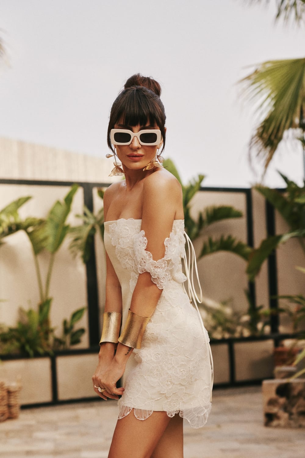 Lunaire Studio-Jasmine - Ekru Çiçekli Mini Elbise-Elbise-5-Milagron.com