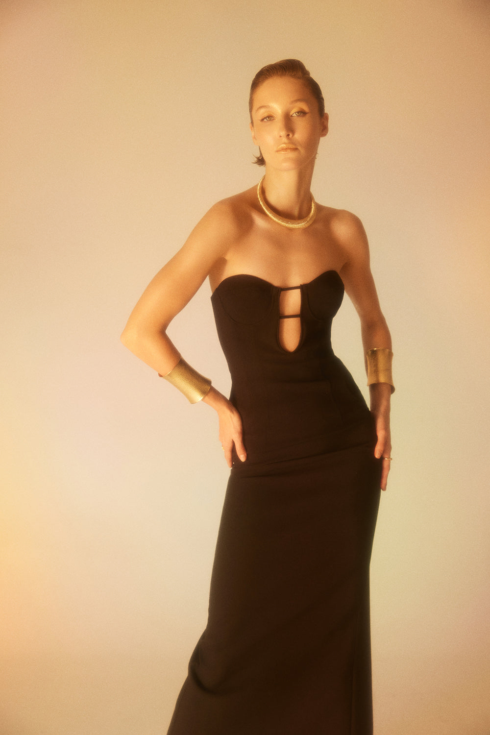 Lunaire Studio-Midnight Charms - Straplez Uzun Elbise-Elbise-1-Milagron.com