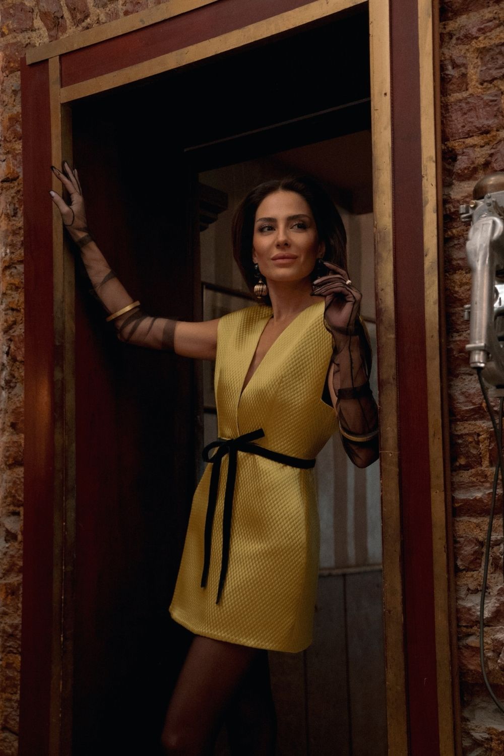 Sofia - V Yaka Mini Elbise - 0