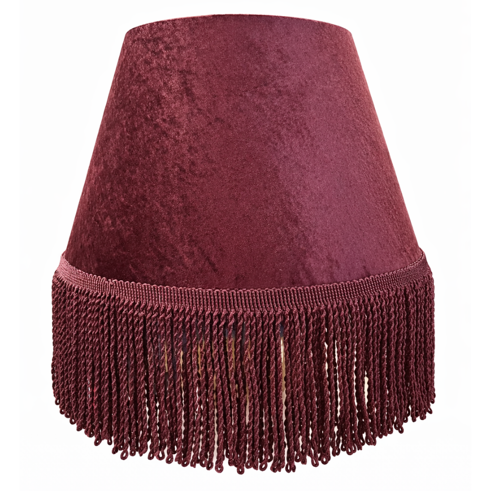 Bordeaux Fringe Abajur Şapkası - 0