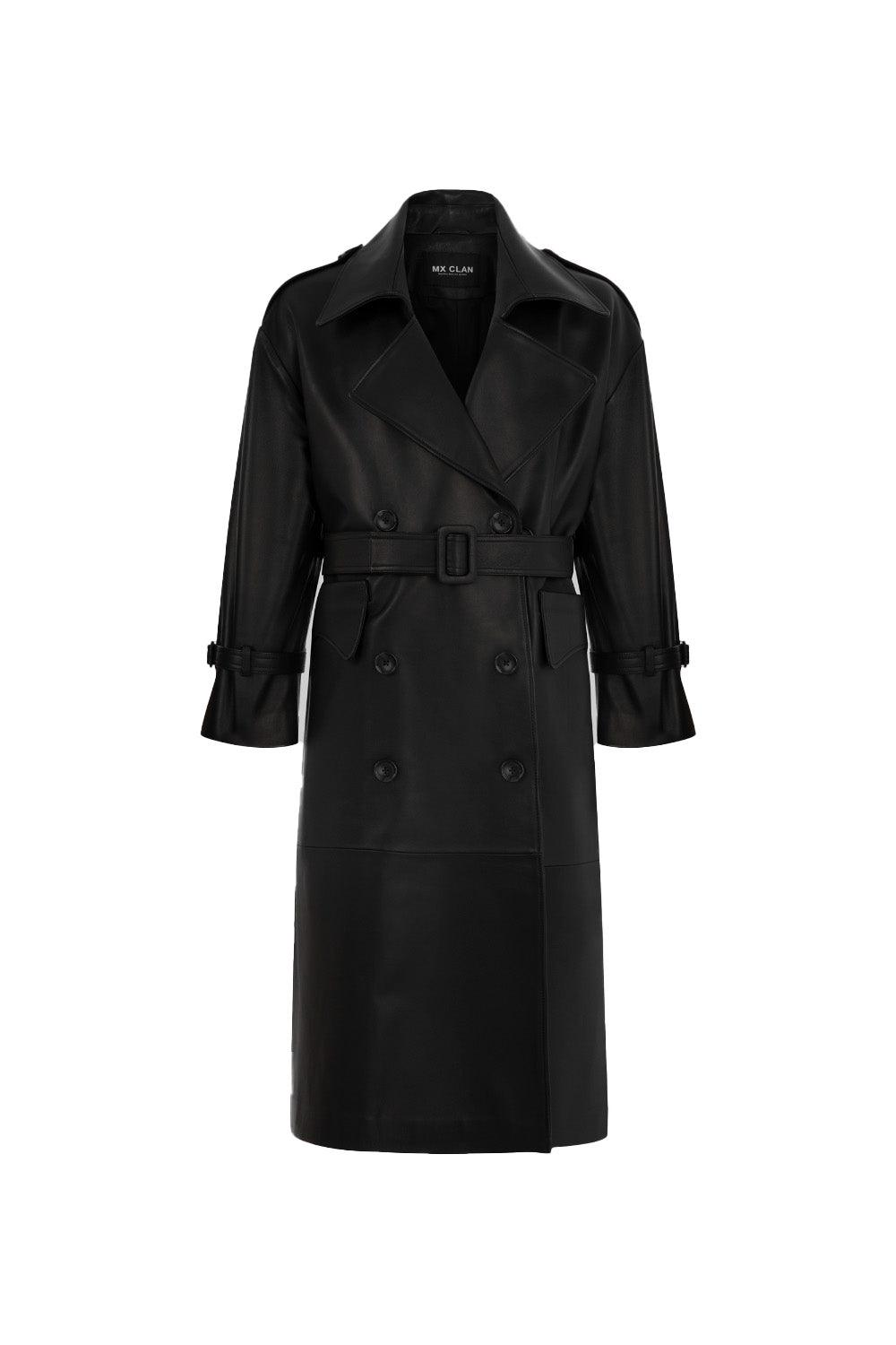 MX Clan-Leather Coat Siyah-Trençkot-1-Milagron.com