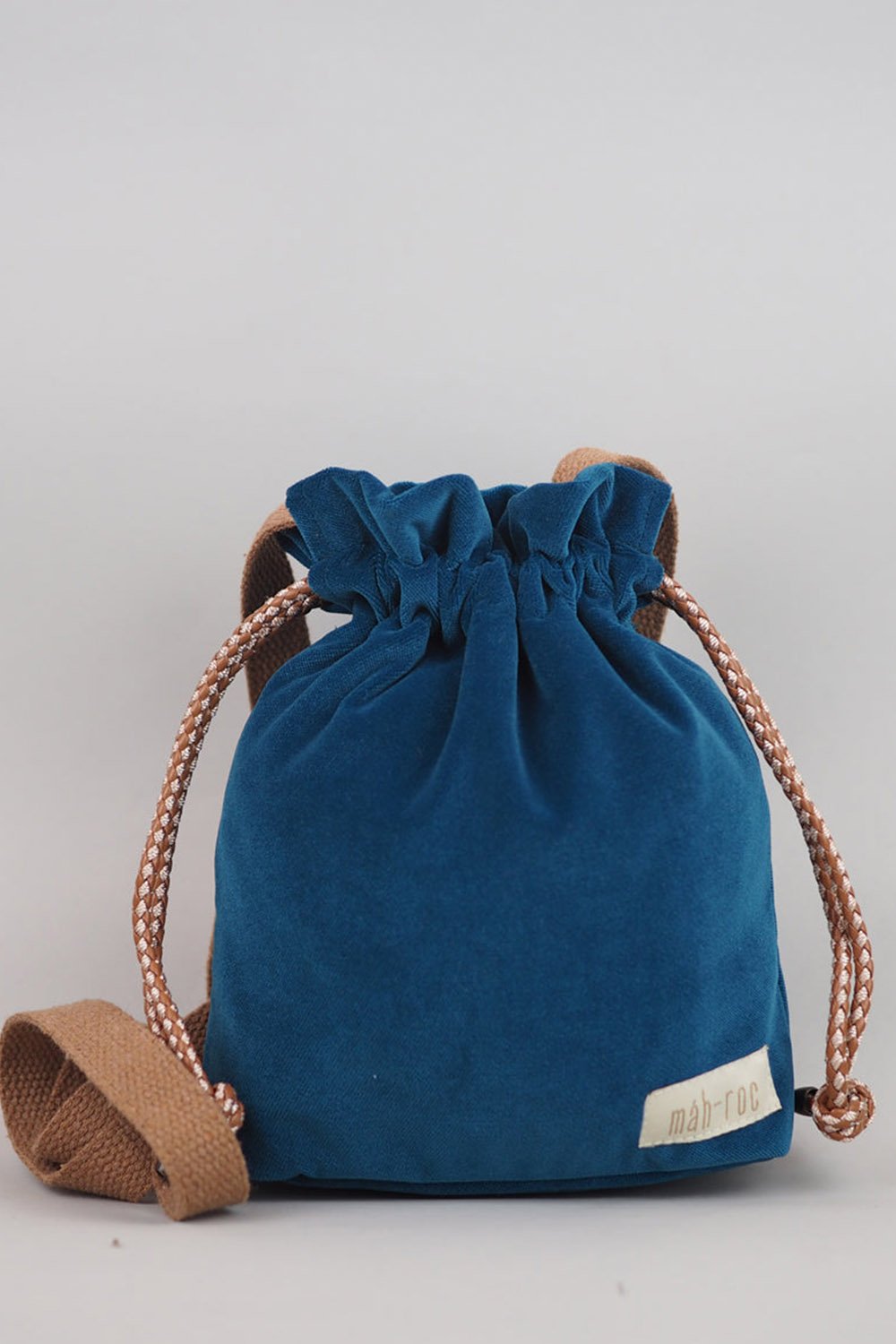 Mah-Roc-Gece Mavi Kadife Mini Omuz Çantası-Omuz Çantası-1-Milagron.com