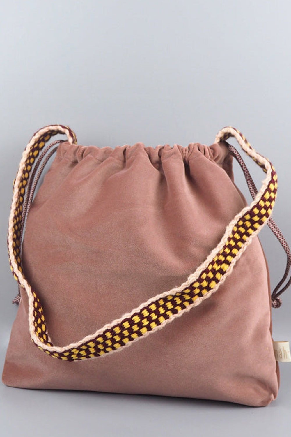 Mah-Roc-Pudra Kadife Kolan Dokuması Omuz Çantası-Omuz Çantası-1-Milagron.com