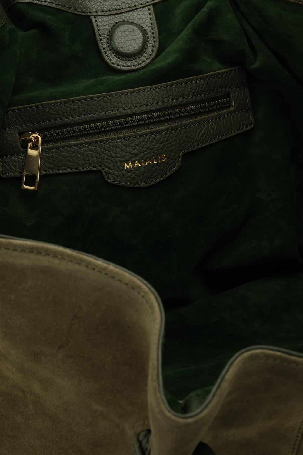 Maialis Design-Dyna Mini Green Suede-Omuz Çantası-2-Milagron.com