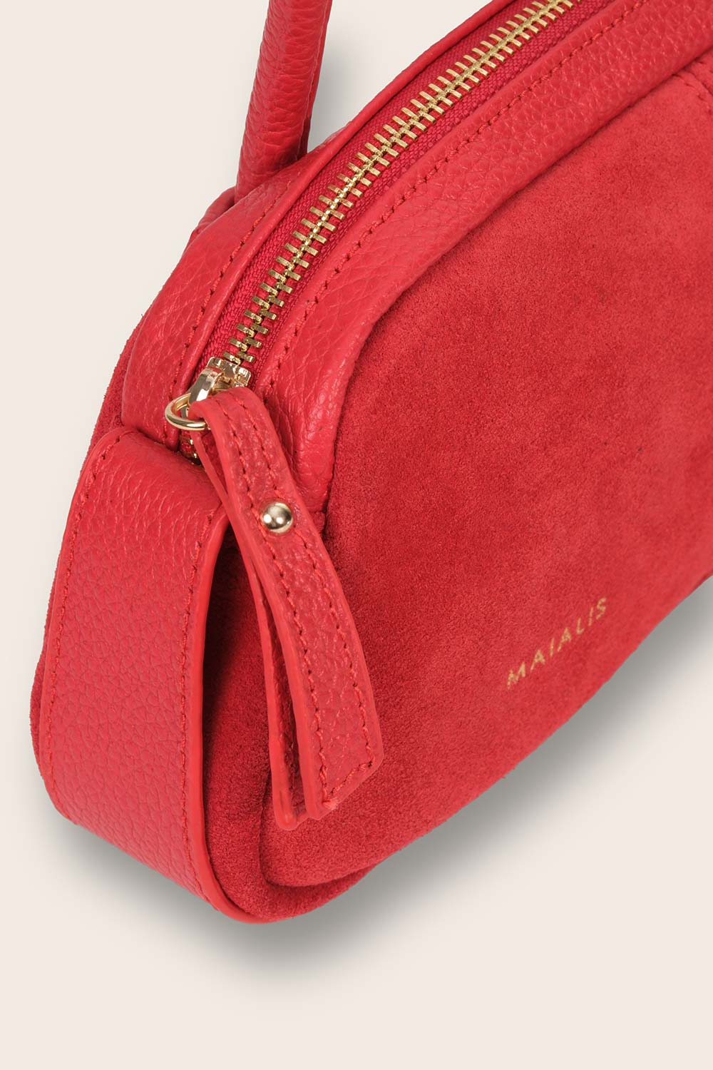 Maialis Design-Stella Red Suede-Omuz Çantası-2-Milagron.com
