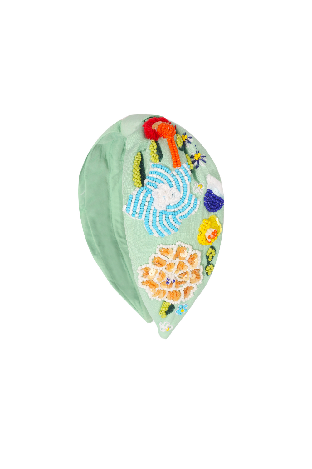 Maisha's-Daisy İpek Kumaş Üzerine Özel Tasarım İşlemeli Taç-Saç Aksesuarı-1-Milagron.com