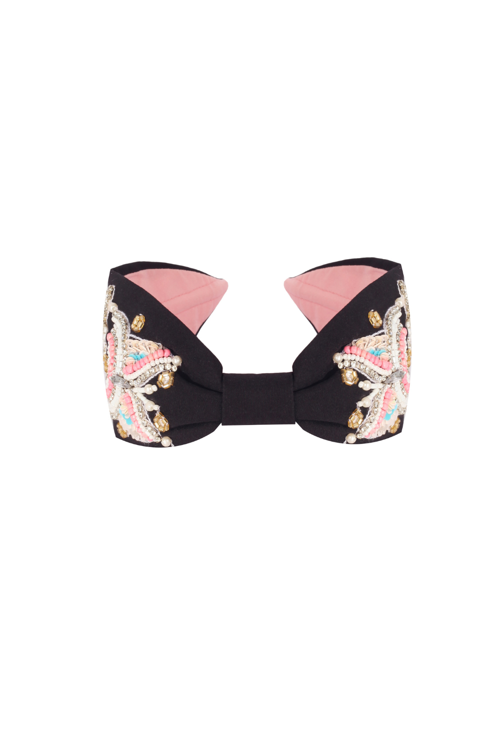 Maisha's-Mariposa İpek Kumaş Üzerine Özel Tasarım İşlemeli Taç-Saç Aksesuarı-2-Milagron.com