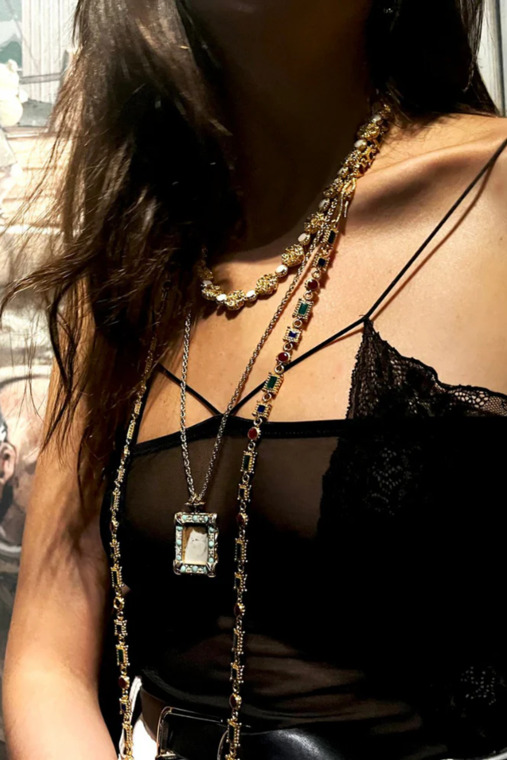 Maison Lygos-Sophia Dikdörtgen Madalyon-Kolye-3-Milagron.com