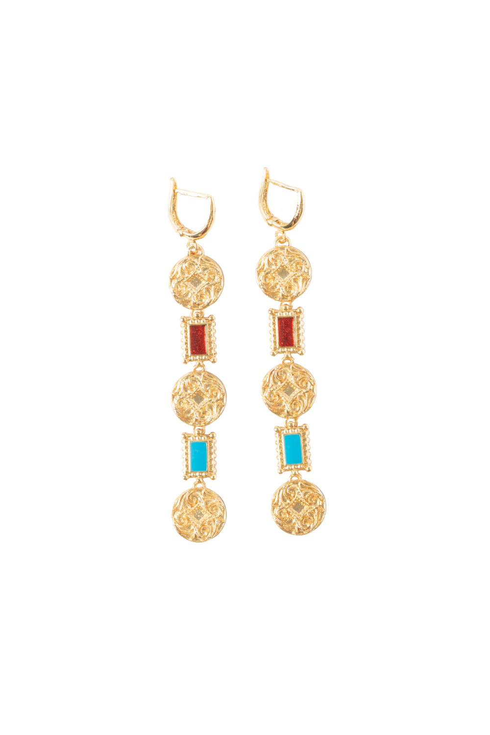 Maison Lygos-Theodora Dikdörtgen Küpe-Küpe-1-Milagron.com