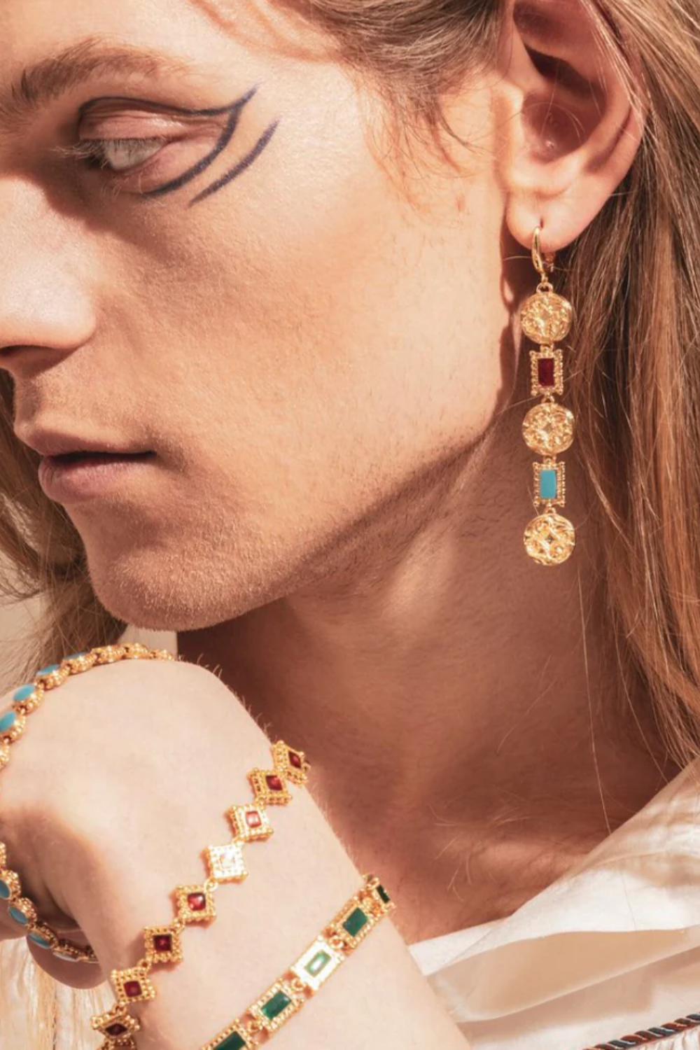 Maison Lygos-Theodora Dikdörtgen Küpe-Küpe-3-Milagron.com