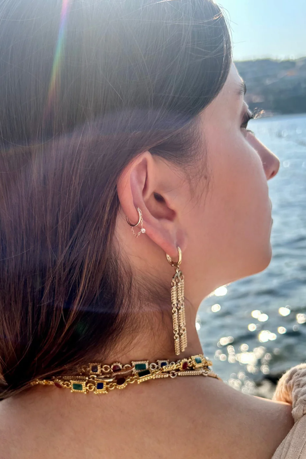 Maison Lygos-Zoe Üçlü Küpe-Küpe-3-Milagron.com