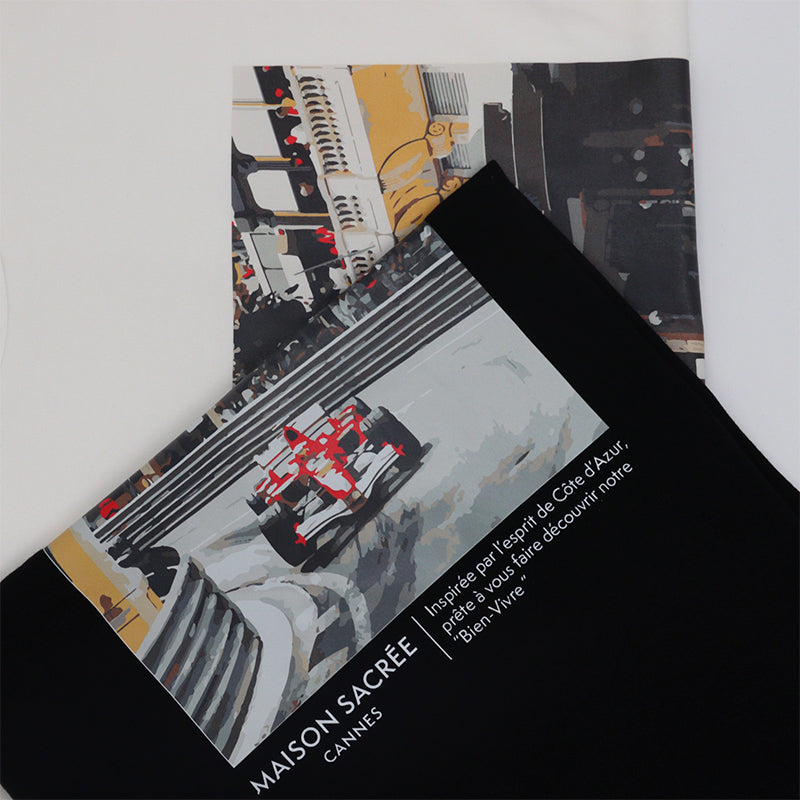 Maison Sacrée-Larvotto Beige Printed T Shirt-T-Shirts-4-Milagron.com