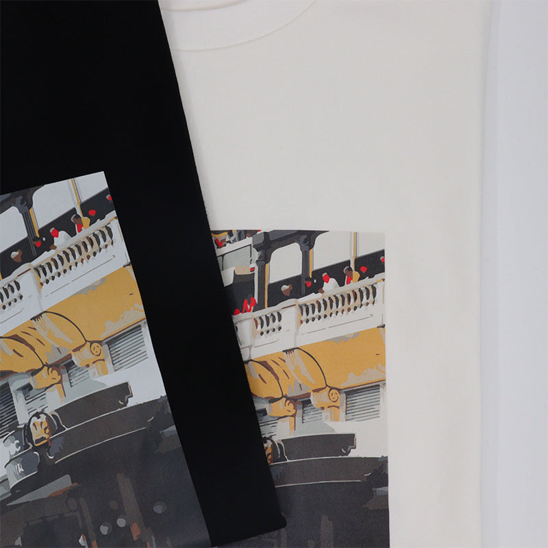 Maison Sacrée-Larvotto Black Printed T Shirt-T-Shirts-5-Milagron.com