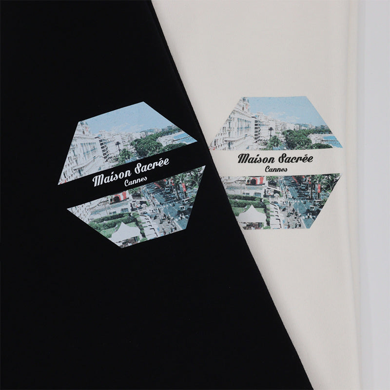 Maison Sacrée-Le Festival Black Printed T Shirt-T-Shirts-4-Milagron.com