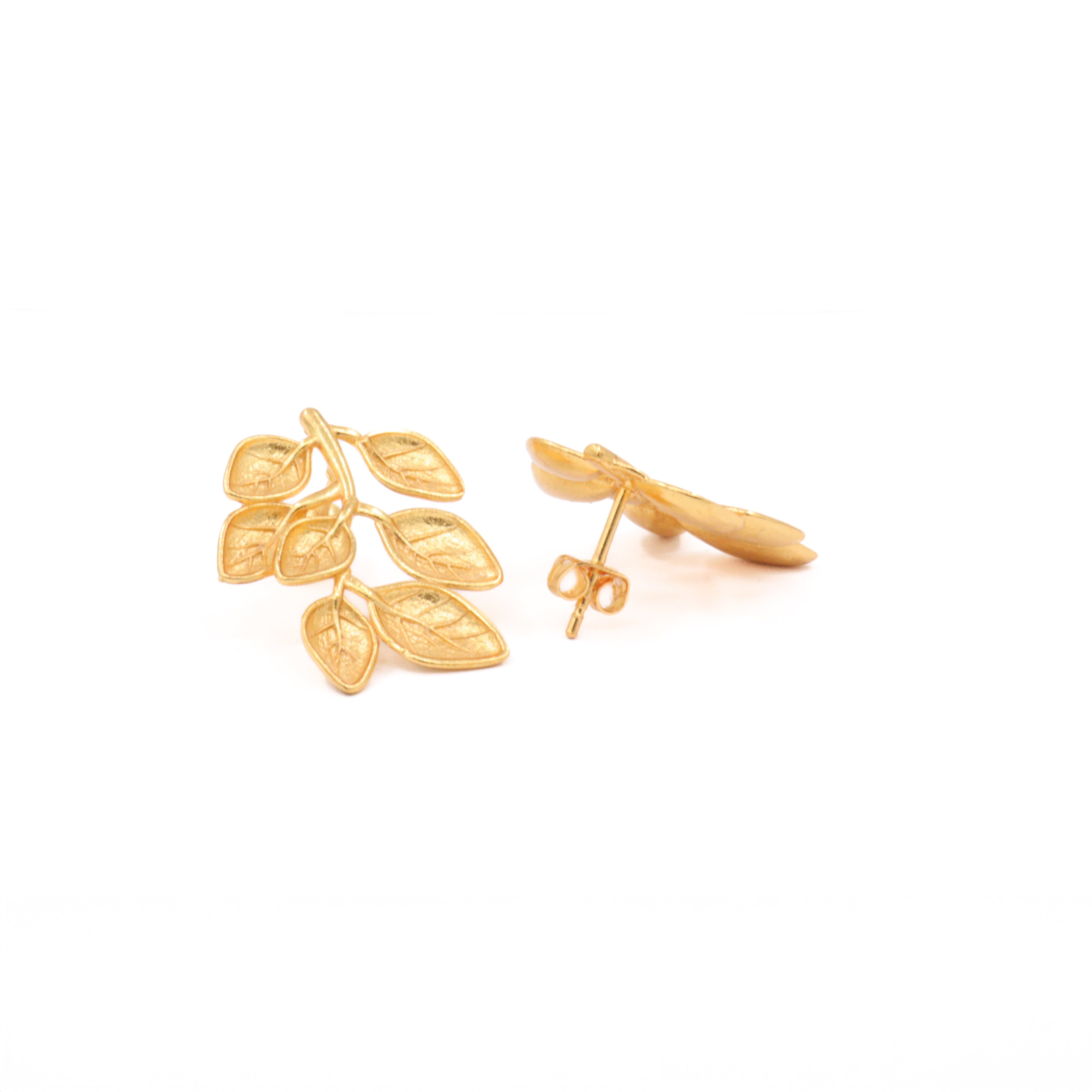 Maison Sacrée-Leaf Earrings-Earrings-2-Milagron.com