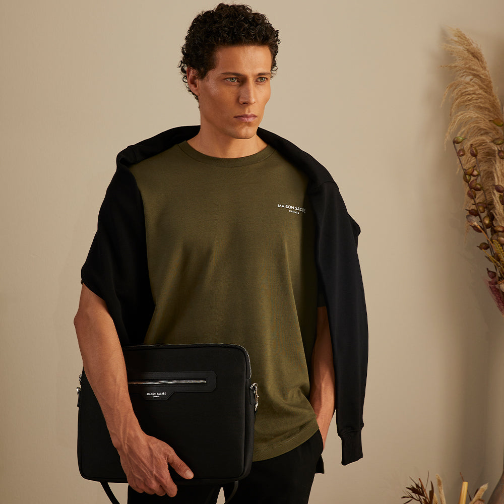 Maison Sacrée-Maison Sacrée Khaki Basic T Shirt-T-Shirts-2-Milagron.com