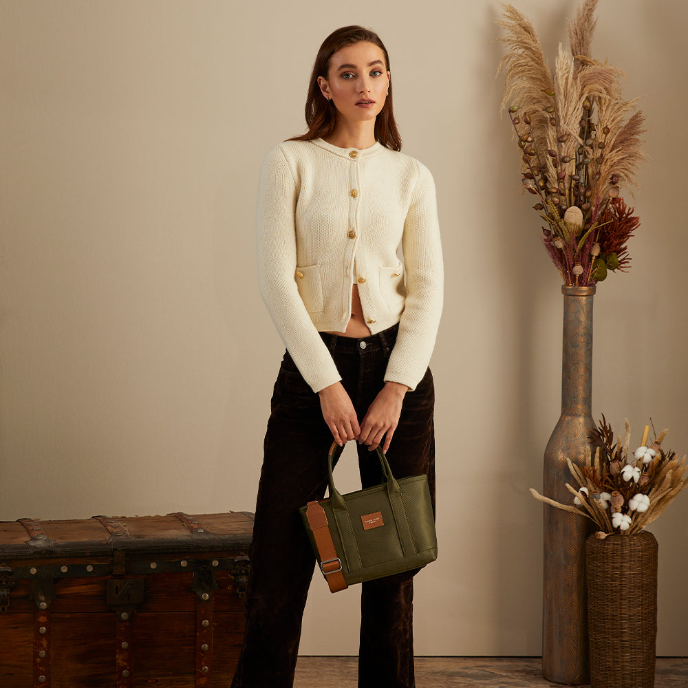 Maison Sacrée-Miramar Winter Khaki Mini Shoulder Bag-Omuz Çantası-4-Milagron.com