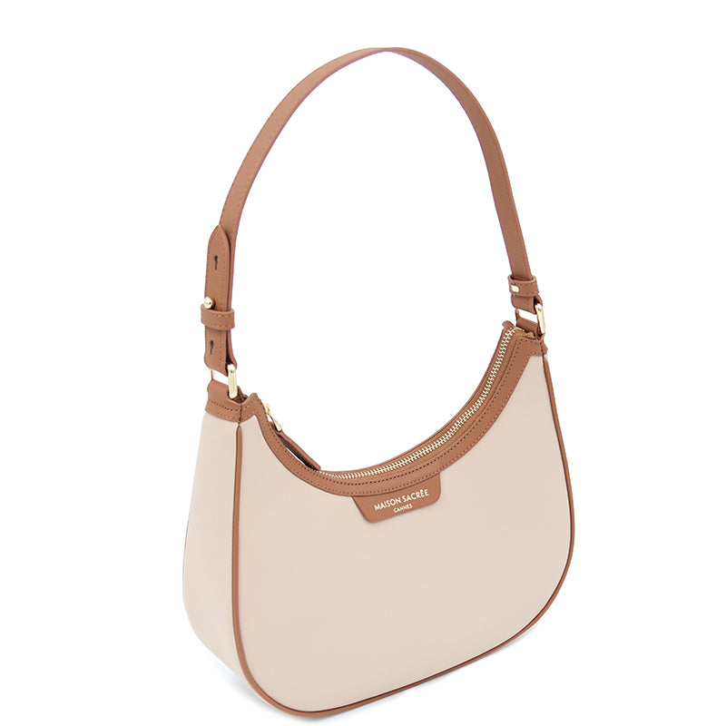 Maison Sacrée-Mirandole Beige Leather Shoulder Bag-Omuz Çantası-2-Milagron.com