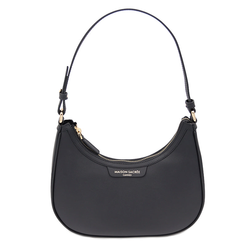 Maison Sacrée-Mirandole Black Leather Shoulder Bag-Omuz Çantası-1-Milagron.com