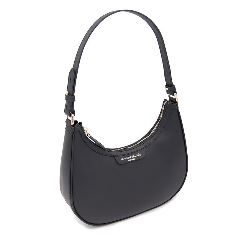 Maison Sacrée-Mirandole Black Leather Shoulder Bag-Omuz Çantası-2-Milagron.com