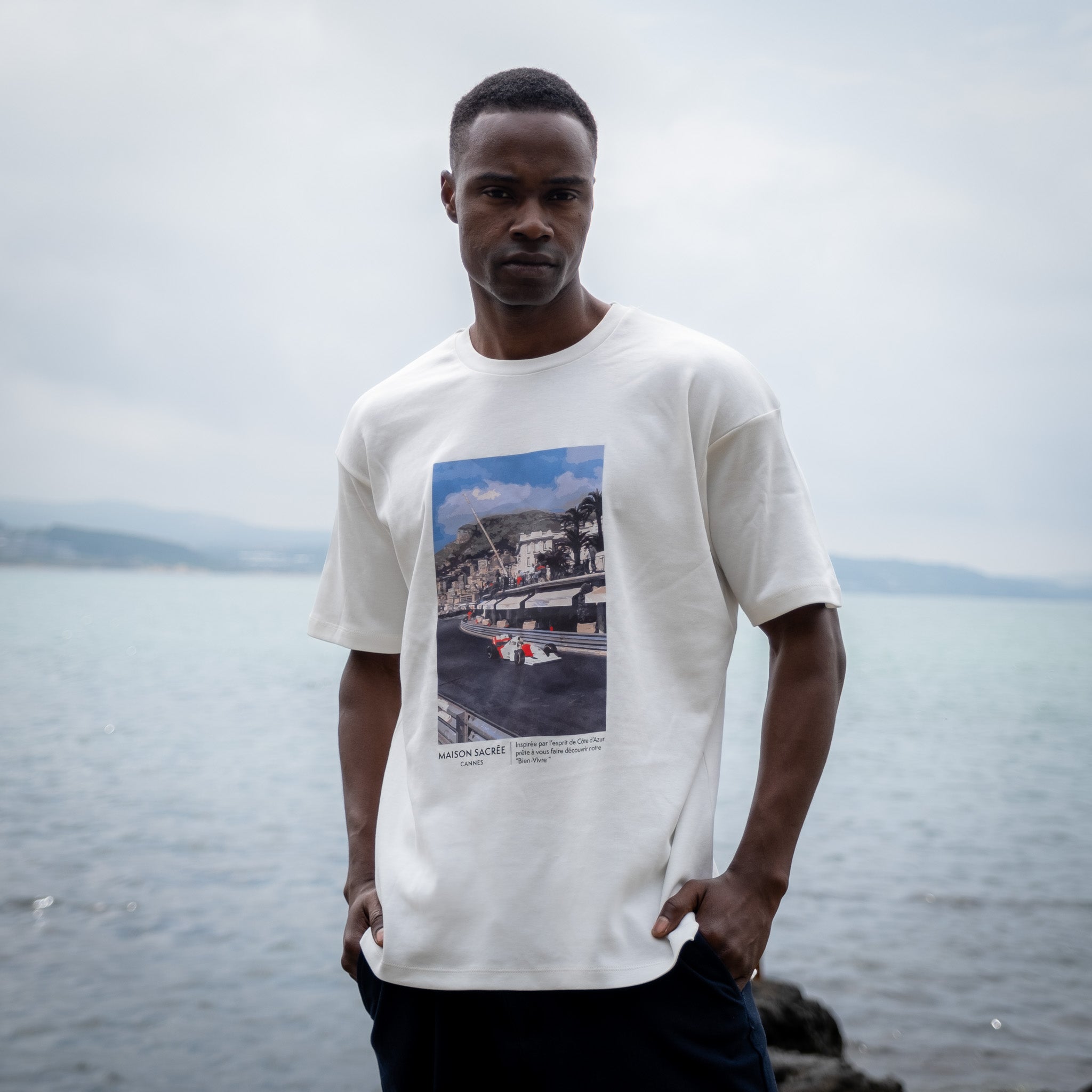 Maison Sacrée-Mona Beige Printed T Shirt-T-Shirts-4-Milagron.com