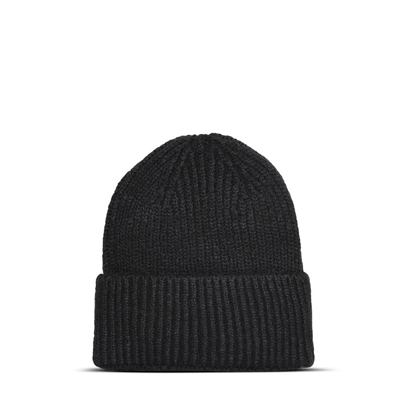 Maison Sacrée-Ms Black Knitted Beanie-Bere-2-Milagron.com