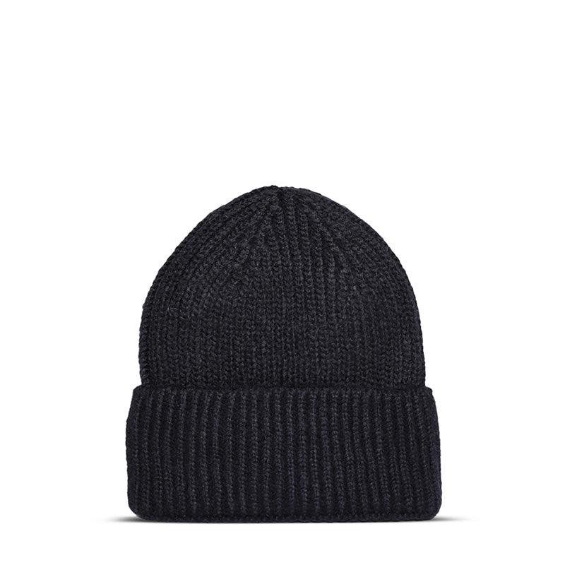 Maison Sacrée-Ms Navy Knitted Beanie-Bere-2-Milagron.com