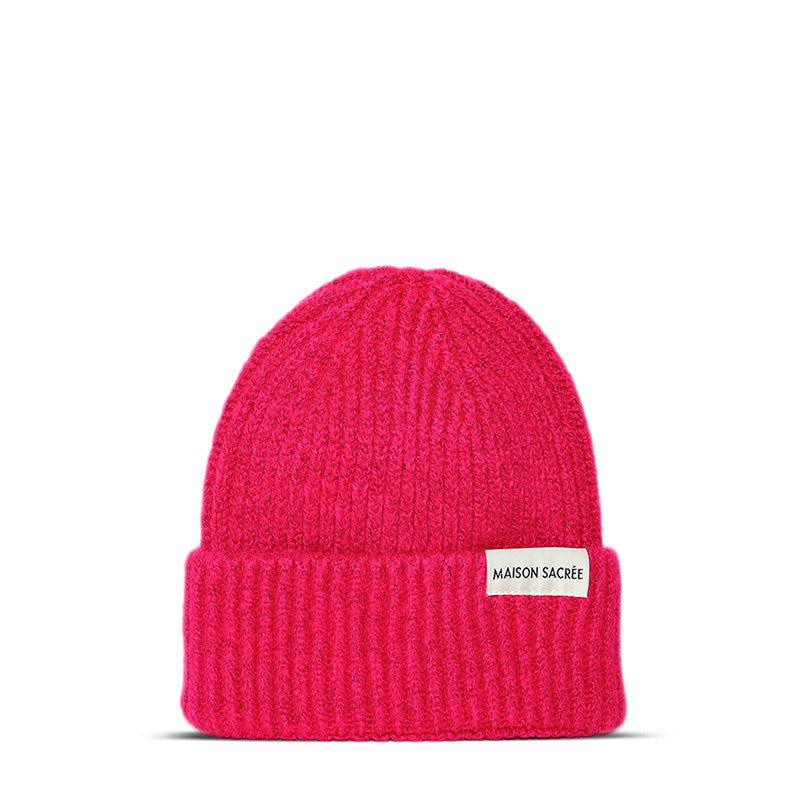 Maison Sacrée-Ms Pink Knitted Beanie-Bere-1-Milagron.com
