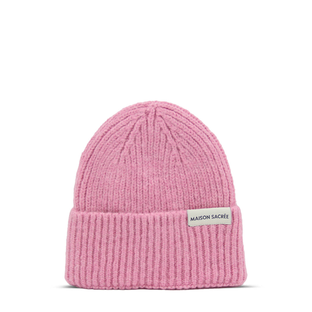 Maison Sacrée-Ms Pink Knitted Beanie-Bere-1-Milagron.com
