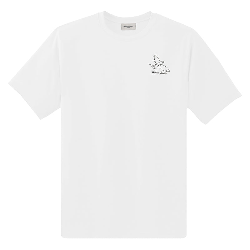 Maison Sacrée-Paloma Beige Printed T Shirt-T-Shirts-1-Milagron.com