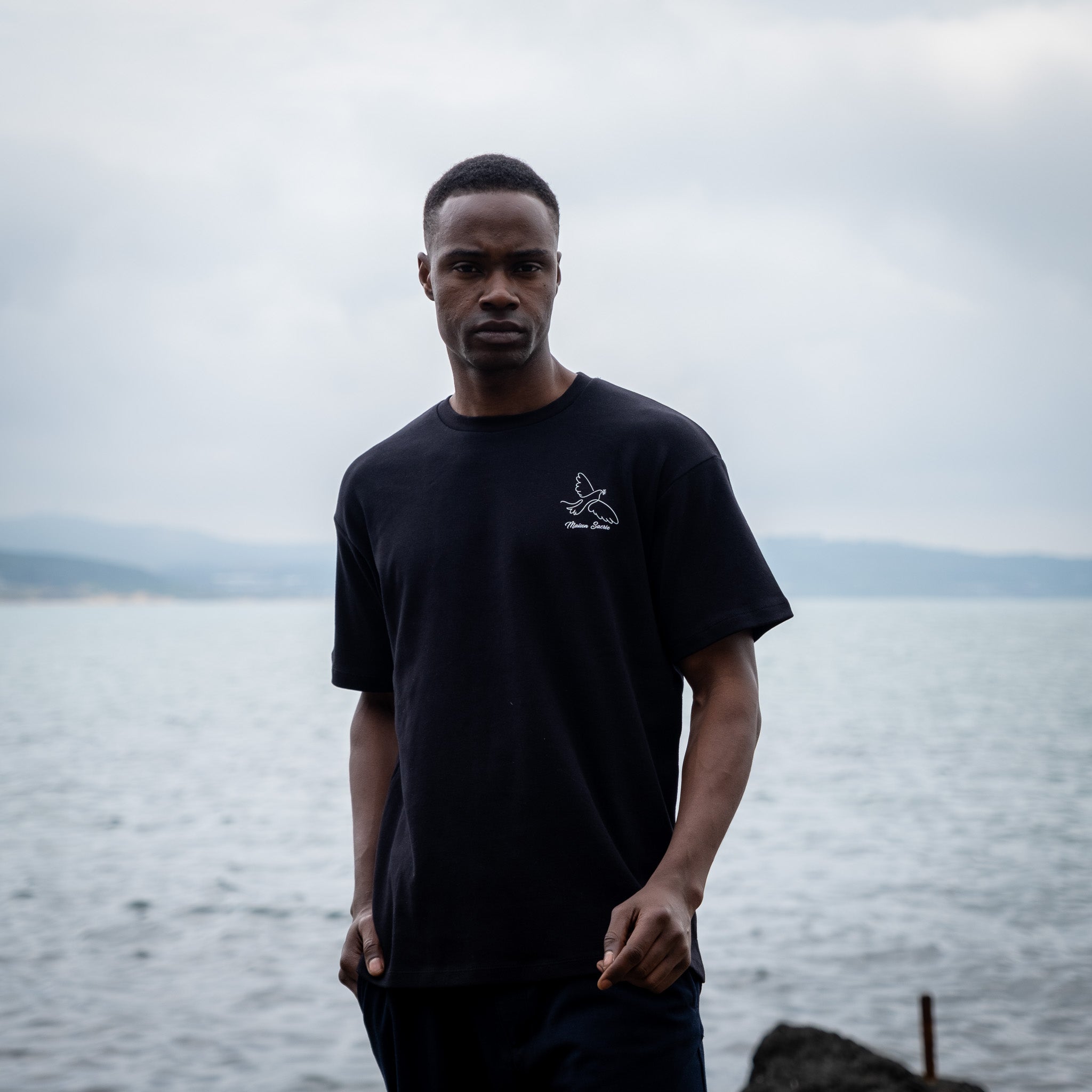 Maison Sacrée-Paloma Black Printed T Shirt-T-Shirts-2-Milagron.com