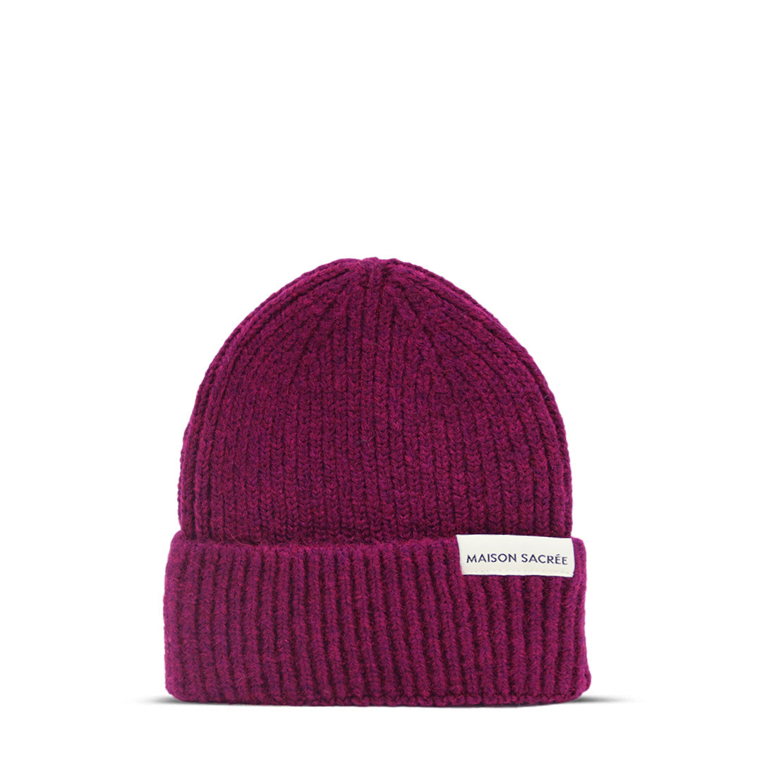 Maison Sacrée-Pink White Burgundy Beanie Three Pack-Bere-2-Milagron.com